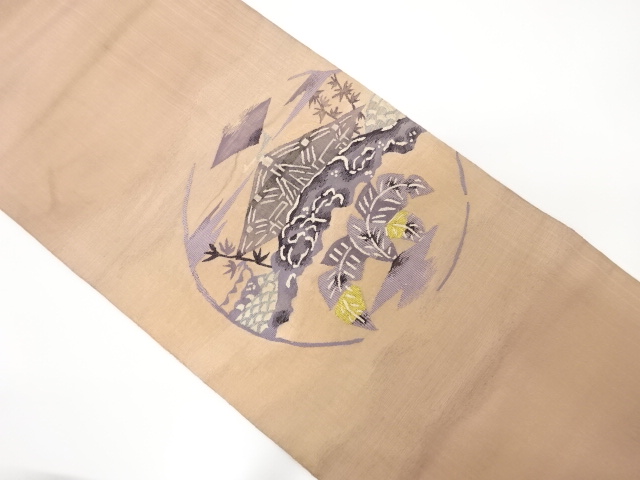 JAPANESE KIMONO / ANTIQUE FUKURO OBI / SILK / WOVEN ROUNDEL